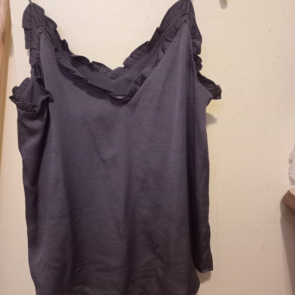 Express Grey Ruffled Spaghetti strap top Size Small